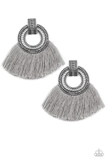 I Am Spartacus - Silver/Gray Tassel Post Earrings