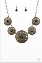 Cargar imagen en el visor de la galería, Hey, SOL Sister - Black Beads - Round Brass Sunburst - Necklace &amp; Earrings