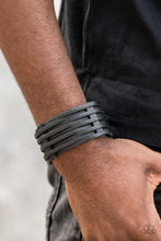 Cargar imagen en el visor de la galería, The Starting Lineup - Black Leather Urban Bracelet