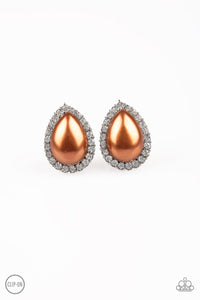 Old Hollywood Opulence - Brown Clip-On Earrings