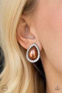 Old Hollywood Opulence - Brown Clip-On Earrings