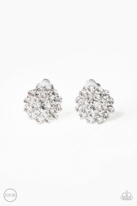 Glammed Out - White Clip-On Earrings