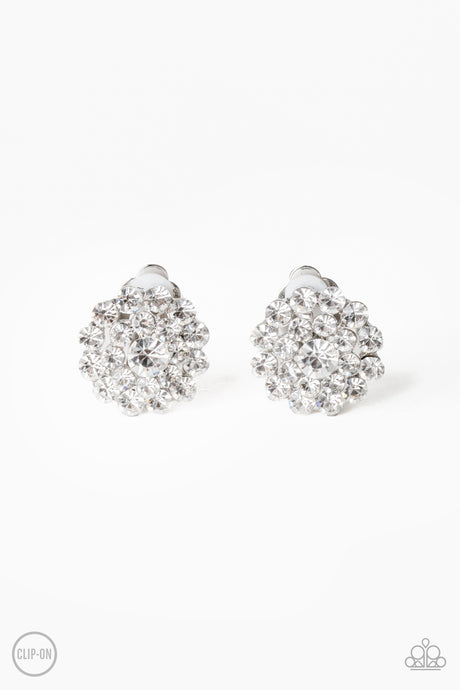 Glammed Out - White Clip-On Earrings