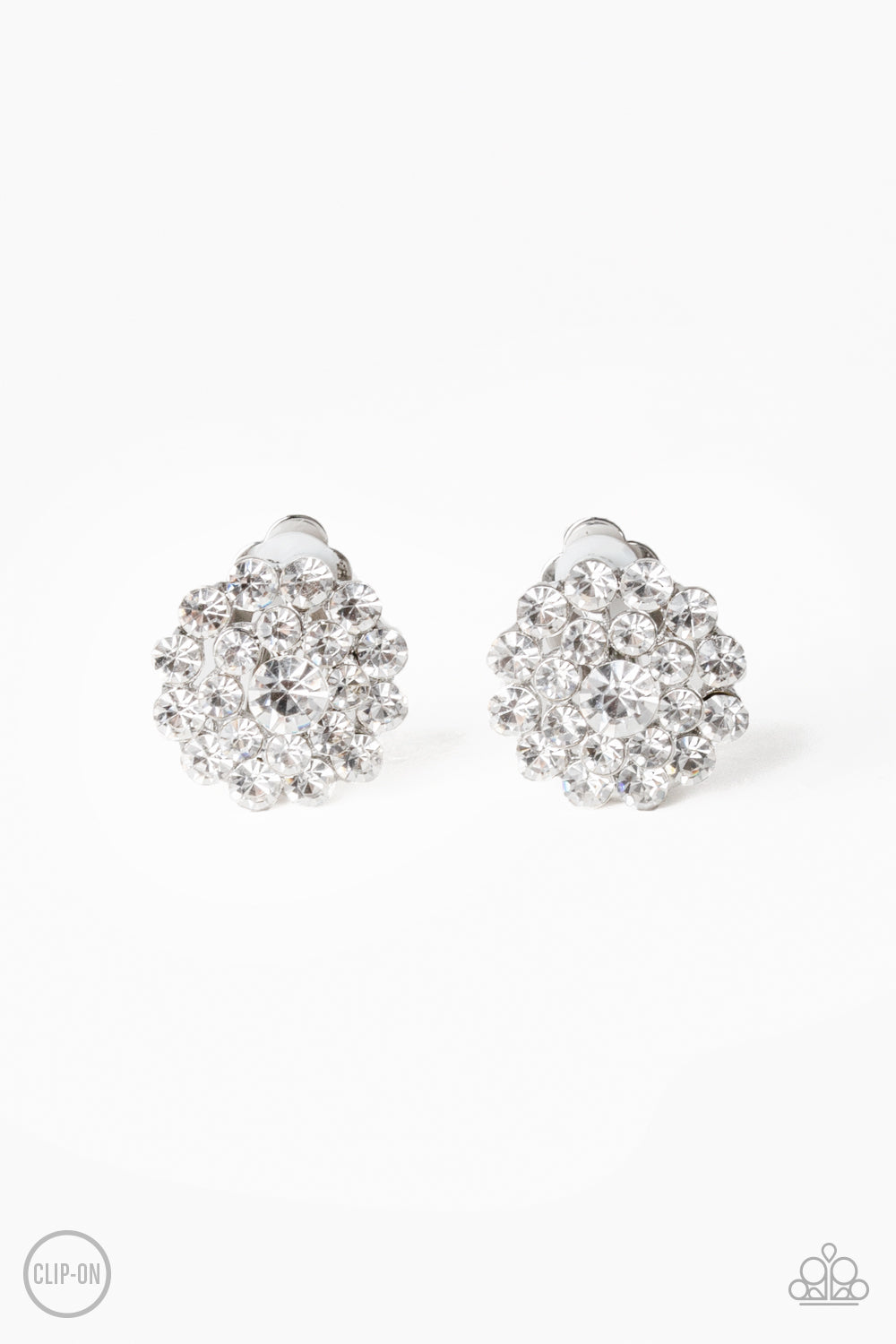 Glammed Out - White Clip-On Earrings