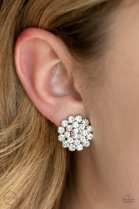 Glammed Out - White Clip-On Earrings