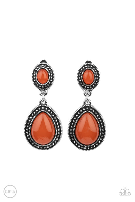 Carefree Clairvoyance - Orange Clip-On Earrings