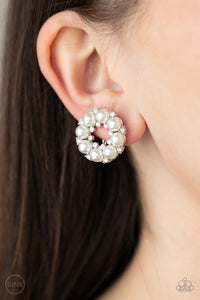 Roundabout Ritz - White Clip-On Earrings