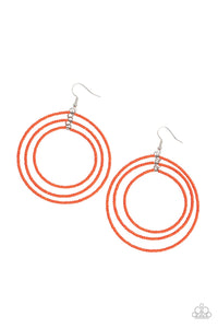 Colorfully Circulating - Orange Earrings