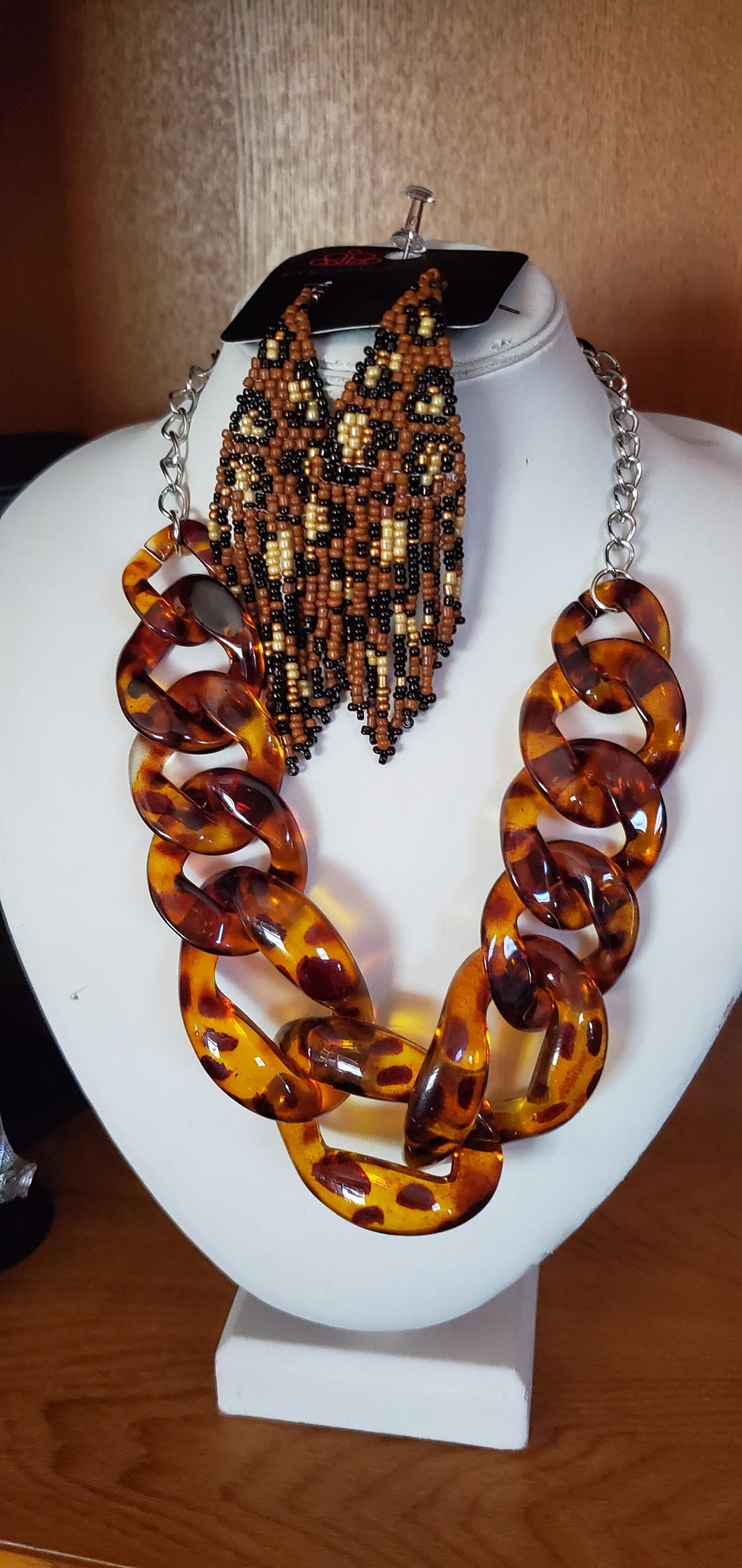 Animal Print Sea Bead Set - Brown