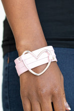 Cargar imagen en el visor de la galería, One Love, One Heart - Pink Leather Bracelet