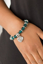Load image into Gallery viewer, Need I Say Amour? – Blue Bead Silver Heart Charm Bracelet