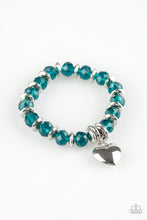 Load image into Gallery viewer, Need I Say Amour? – Blue Bead Silver Heart Charm Bracelet